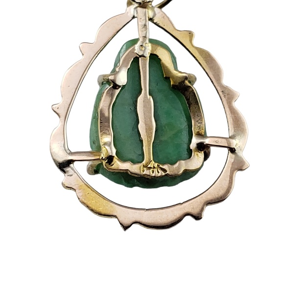 Vintage 14 Karat Yellow Gold Jade Buddha Pendant #13320 - Picture 5 of 6